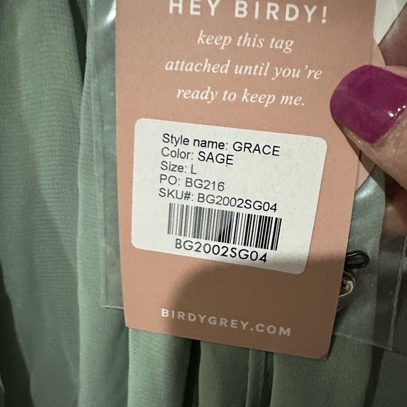 Birdy Grey GRACE CONVERTIBLE DRESS CHIFFON SAGE NEW NWT Bridesmaid No Slit Large - Picture 5 of 5